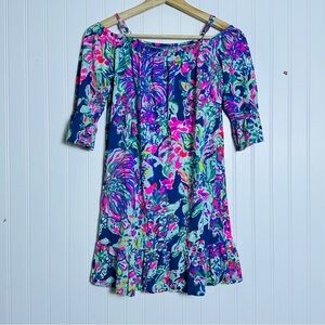 Lilly Pulitzer Jaci floral print ruffled hem off-the-shoulder dress XL (12-14)